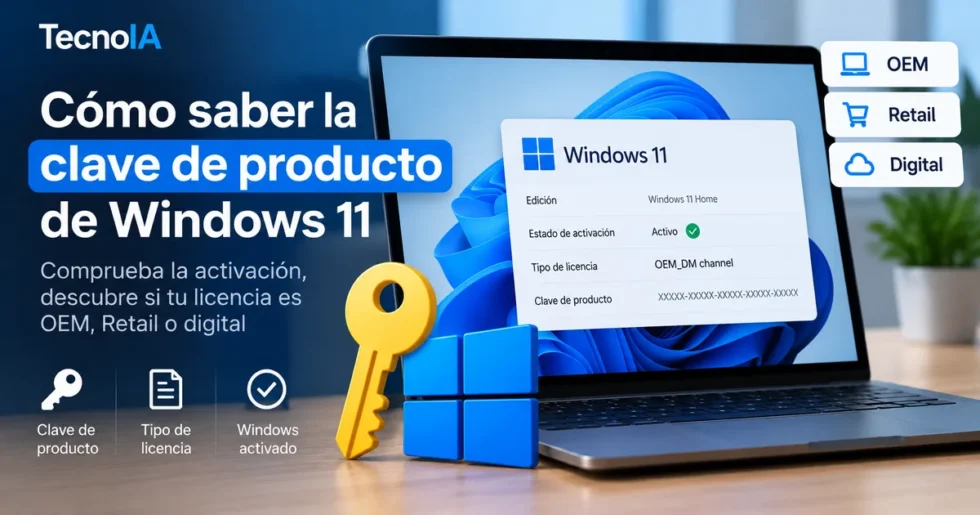 Cómo saber la clave de producto de Windows 11 y qué licencia tienes 1 Cómo saber la clave de producto de Windows 11 y comprobar el tipo de licencia