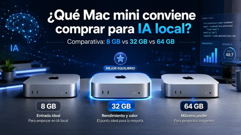 Mac mini para IA local: 8 GB, 32 GB o 64 GB 1 mac mini para ia local